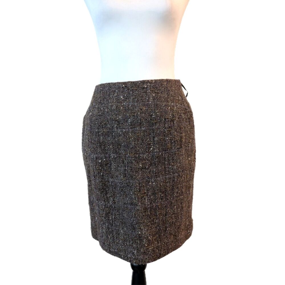 Chanel Iconic Tweed Skirt Vintage Y2K Brown Metallic Pencil Skirt Size 6 EUC - Picture 3 of 11